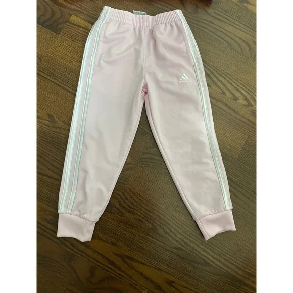 Adidas Tracksuit Set Size 4 Pink White Stripe Zip Up Jacket Pants Kids - Picture 3 of 12